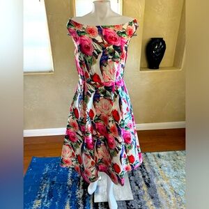 J&J Paris Gorgeous Floral A-Line Evening Special Occasion Dress Sz M